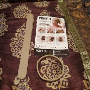 Pony-O Beige Hair Styling Set - Secure Grip Bun Maker and Hairband Bubdle Set
